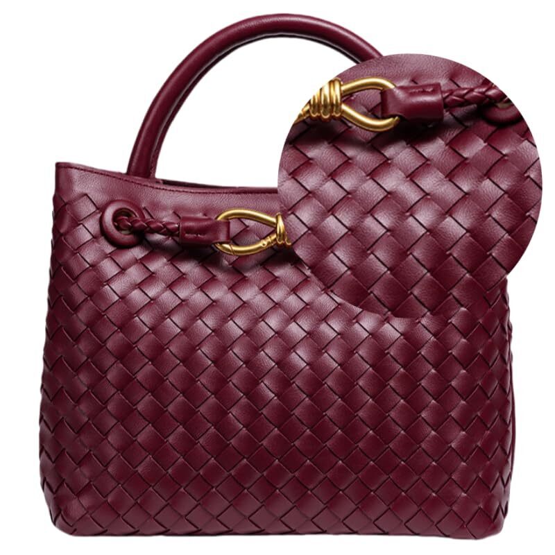 7064 Woven Tote Bag , Top-Handle Vegan Leather Hobo Clutch Purse Beach